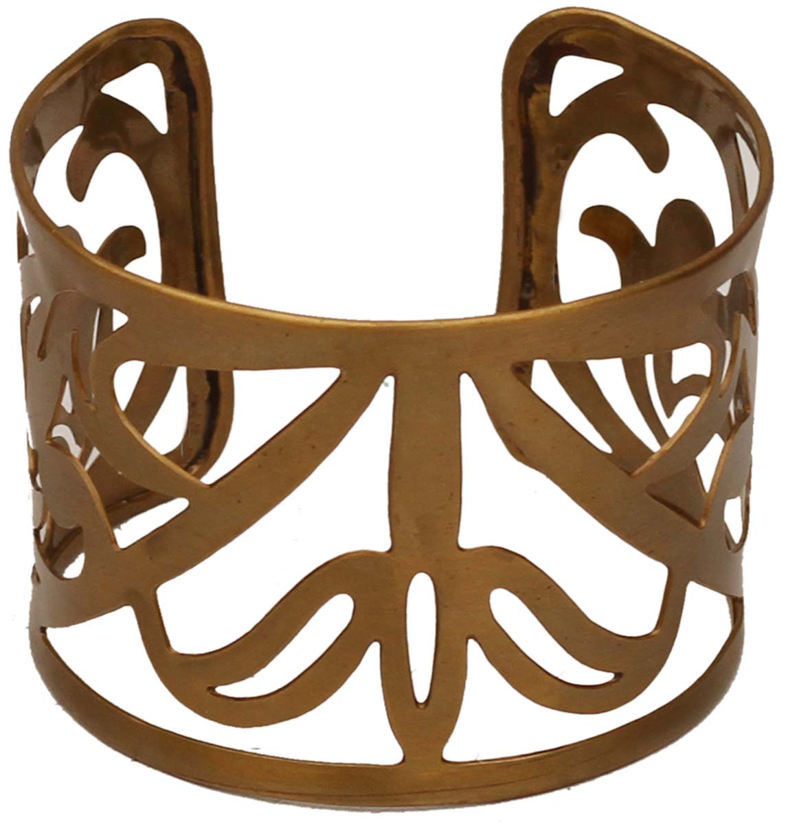 2.5” Golden Brass Cuff Bracelet with Floral Cut-Work - Formal Accessories / Jewelry / Gifts for Her - Buy in Bulk Wholesale